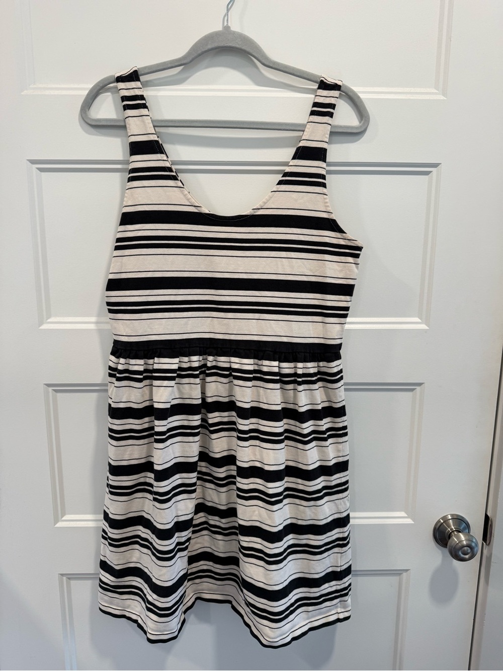 J. Crew Black and Cream Striped Sleeveless Mini Dress - Picture 3 of 9